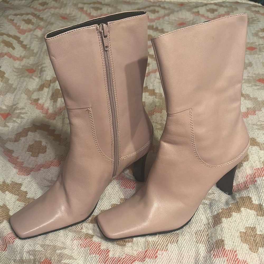 Elegant Light Pink Tall Ankle Boots